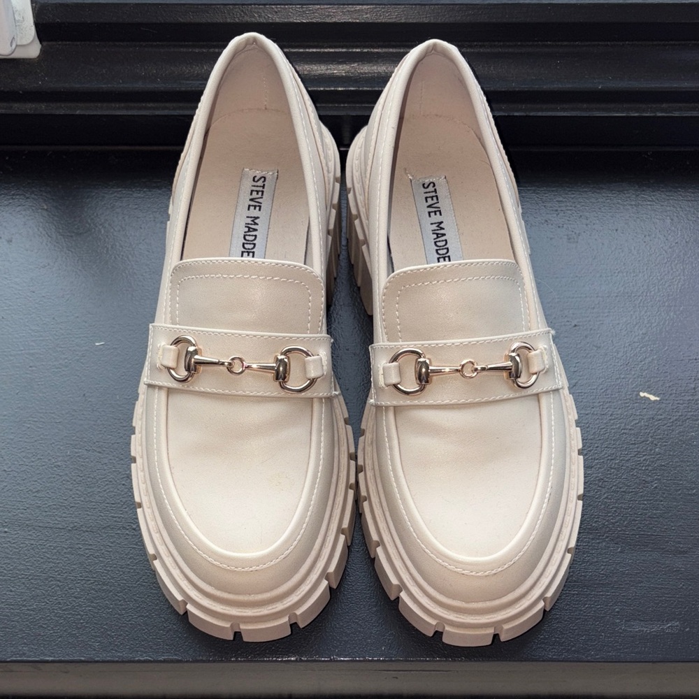 Steve Madden Cream Platform Loafers